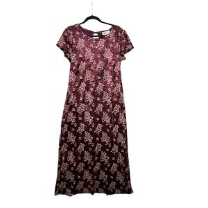 DBY Velvet Floral Maxi‎ Dress M Burgundy Whimsygoth Fairy Core 90s Y2K Cottage